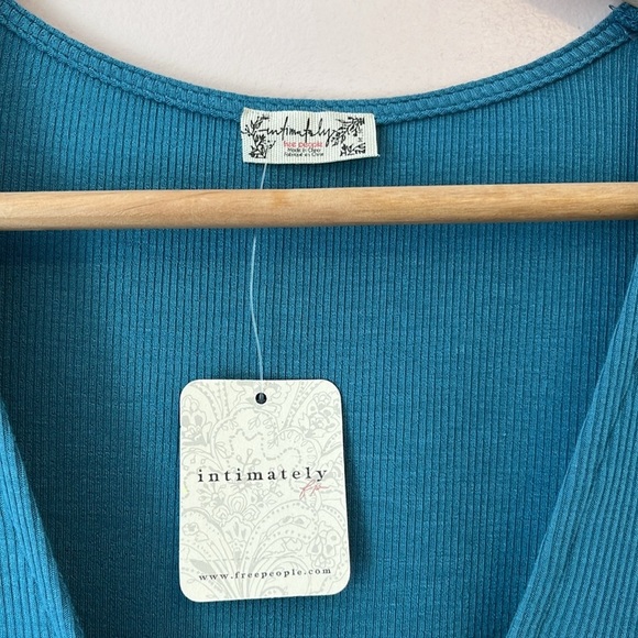 Intimately Free People So Fresh Puff Sleeve Bodysuit Larkspur Blue Medium New - Picture 6 of 11